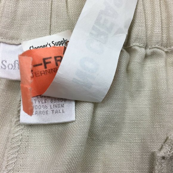 Soft Surroundings Linen Cropped Pants Beige White - Picture 6 of 6